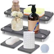 4 PC Instant Dry Sink Caddy Stone Drying Tray Counter Organizer Water Absorbing