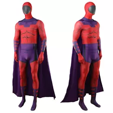 X-Men '97 Magneto Erik Cosplay Jumpsuit Costume Men's Bodysuit Halloween Cape