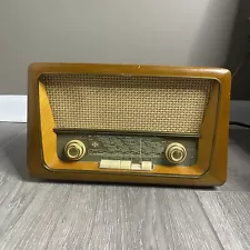 Vtg 1950's EMUD Rekord Junior 196 German AM/FM Wooden TableTop Tube Radio Works