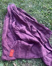 Sakura Bloom Black Cherry Linen Ring Sling Infant Baby Carrier EUC