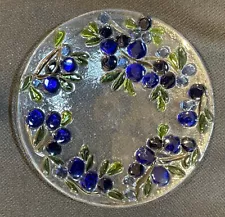 Alaska Handmade Fused Glass Blueberry Tree Plate 7.25” Signed F. McMahon #B746