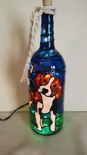 Beagle Puppy Bottle Lamp Hand painted Stained Glass Look