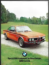 BMW 3.0 CSL RHD City Pack 1972-74 UK Market Single Sheet Sales Brochure