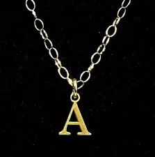 Initial A Pendant Necklace 24k Gold Vermeil 925 Sterling Silver Chain HALF PRICE