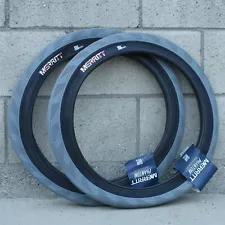 PAIR OF MERRITT BMX PHANTOM BICYCLE TIRE GRAY w/ BLACK 20x2.50" BRANDON BEGIN