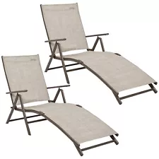 New ListingOutdoor Chaise Lounge Chairs Set of 2, Aluminum Patio Lounger Pool Furniture ...