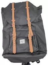 Herschel Little America Canvas Laptop Backpack-Black/Saddle Brown