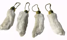 4 NATURAL COLOR LUCKY RABBIT FOOT KEY CHAIN real rabbits feet authentic BULK