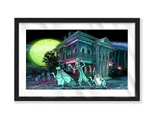 Disney’s haunted mansion with hitchhiking ghost custom art piece black frame