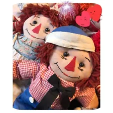 Vintage Handmade Raggedy Ann and Andy Dolls 19”