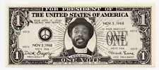 ORIG 1968 DICK GREGORY FOR PRESIDENT DOLLAR BILL MARK LANE VOTE FOR CRISP UNC CU