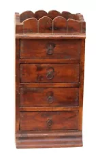 Handcrafted Wooden Chest with Four Drawers - Vintage Finish - Size 19x18x36 cm