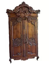 Antique French Wedding Armoire Carved With Doves, Flowers Harps Leaves STUNNING