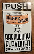 Vintage Unused Happy Days Raspberry Tobacco Push/Pull Decal 1970's Copenhagen