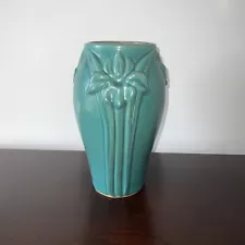 Pewabic Pottery Detroit Iris Vase Mate Green 11.75” Tall Mint