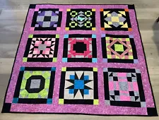 Patchwork Crib Quilt, Hand Made, Machine Quilted, Various Designs, Vivid Colors