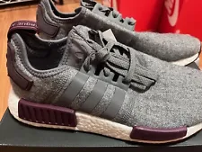 Adidas NMD R1 Grey Wool Maroon Size US 8 - CQ0761