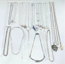 Sterling Silver Assorted Styles/Settings Lot of Necklaces - 240 Grams -30 Pieces