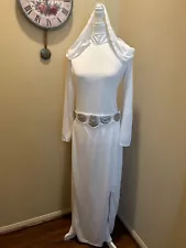 Star Wars Disney Princess Leia Womans Halloween Costume Wig Dress Belt size M