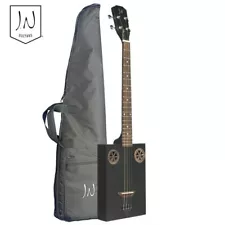 J.N Guitars Unique 4-String Acoustic Cigar Box Guitar w/ Gig Bag - Black