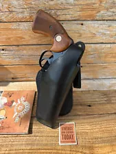 Tex Shoemaker Black Leather Paddle Holster for Python Trooper Official Police