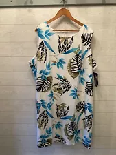 Maggie Sweet Shift Dress Women Sz 3X NWT Tropical Print Packable Travel Cruise