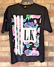 Vtg Last Kings T Shirt Black Mens XL Short Sleeve Crew Neck Graphic LK Floral