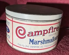 Vintage Antique Campfire Marshmallows Tin 5 lb 10" Milwaukee WI