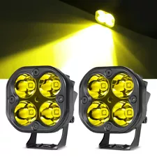 For 07-18 Jeep Wrangler JK 80W 3" Amber LED Cube Pods Ditch Hood A-pillar FOG