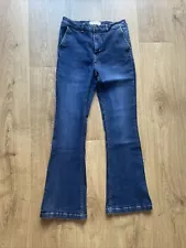 Wallis Esther Bell Bottom Hippie Flare Blue Denim Jeans Size 12