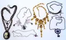 HALLOWEEN NECKLACE COSTUME JEWELRY LOT SKULLS BATS SPIDERS DAY OF THE DEAD