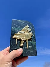 Vintage Patina Marble BALDWIN BABY GRAND PIANO bookend Brass Heavy OOAK❤️sj11h7s