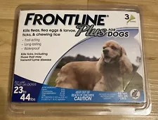 SALE! New Sealed Frontline Plus Flea & Tick Treatment For Dogs 23-44 lbs 3 Doses