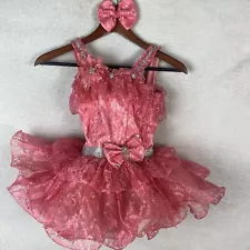 Toddler Pageant Dress Girl Formal Beauty Glitz Bling Pink 3 Pieces Hair Bow