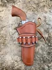 New Listing22/44/45/38/357CAL Leather Western Tooled Holster Drop Loop Rig Sass Gun