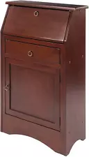 Classic Wooden Secretary Desk W/ Bottom Cabinet Shelves Storage Walnut Finish