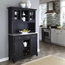 Homestyles Buffet of Buffets Wood Buffet with Hutch in Black