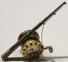 Quartz-Timex-Desk Clock-Fishing Rod & Reel-Japan Movement-Fresh Battery-Working