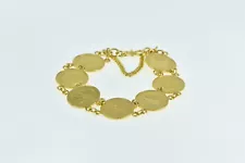 21K Mexican Pesos Gold Coin Vintage Chain Bracelet 6.25" Yellow Gold *69