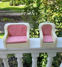 Vintage BARBIE Dream Cottage White Faux Wicker Furniture 2-Piece Set 1983