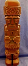 Hand Carved TIKI Wooden Statue 14" Tall Unmarked Mid Century Finely Detailed