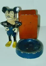 Mickey Mouse Deans Rag Book Cast Metal Fig Ashtray 3 1/2” Germany 1930s Exc Cond