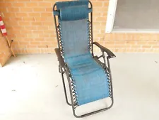 Outdoor Recliner Chase Lounge Gravity Chair Metal Frame Adjustable Headrest Blue