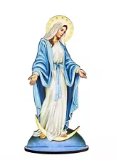 OUR LADY OF GRACE - Resin Wood Statues With Wood Stand - Size 2.5 x 6”