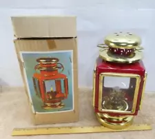 Vintage Unused Interpur Red Carriage Hurricane Lantern Metal Oil Kerosene Lamp !