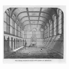 BRIGHTON The Royal Swimming Bath For Ladies - Antique Print 1861