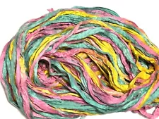 HOLIDAY SALE 10 yards for Recycled Sari Silk Ribbon Yarn, Pink fantastic shade