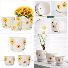 Sunflower Plant Pots, Ceramic Flower Pots Set of 3 for Indoor Plants