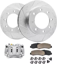 4WD Front Drilled Rotors Left Caliper Brake Pads for Ford F-250 F-350 Super Duty (For: 2010 Ford F-250 Super Duty)