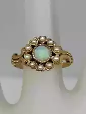 1.70CT Round Genuine Fire Opal Antique Victorian Ring 14k Yellow Gold Plated